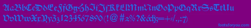 AlsheimdbNormal-Schriftart – Blaue Schriften auf violettem Hintergrund