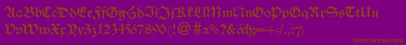 AlsheimdbNormal-Schriftart – Braune Schriften auf violettem Hintergrund