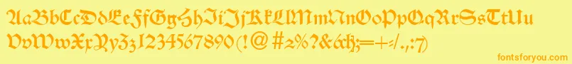 フォントAlsheimdbNormal – オレンジの文字が黄色の背景にあります。