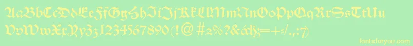 AlsheimdbNormal-fontti – keltaiset fontit vihreällä taustalla