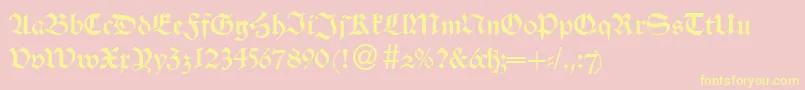 AlsheimdbNormal-fontti – keltaiset fontit vaaleanpunaisella taustalla