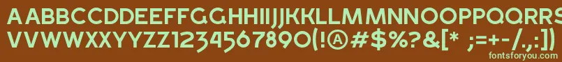 フォントGrossRegular – 緑色の文字が茶色の背景にあります。