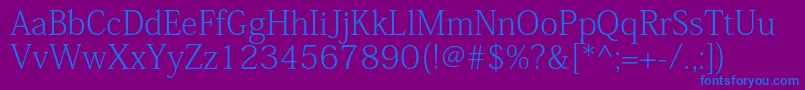 KozminproExtralight-fontti – siniset fontit violetilla taustalla