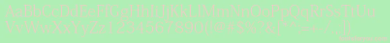 KozminproExtralight-fontti – vaaleanpunaiset fontit vihreällä taustalla