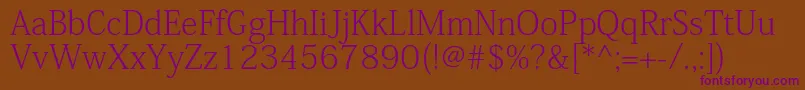 KozminproExtralight Font – Purple Fonts on Brown Background