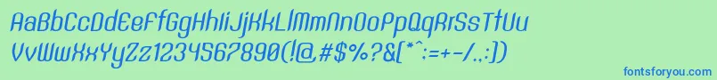 SntAnouvongMediumRegularItalic Font – Blue Fonts on Green Background