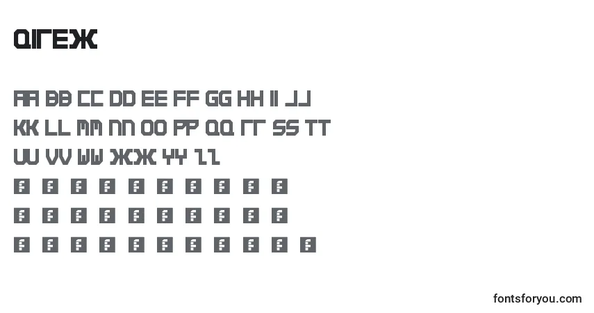 A fonte Qirex – alfabeto, números, caracteres especiais