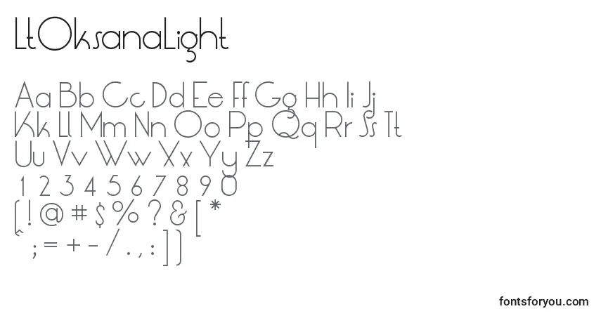 A fonte LtOksanaLight – alfabeto, números, caracteres especiais