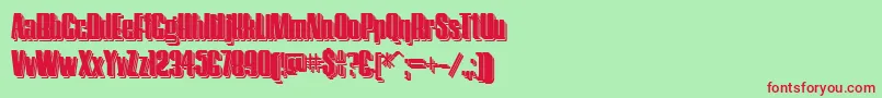 Fonte HostilShadowTwo – fontes vermelhas em um fundo verde