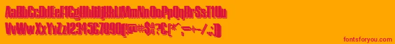 HostilShadowTwo-Schriftart – Rote Schriften auf orangefarbenem Hintergrund