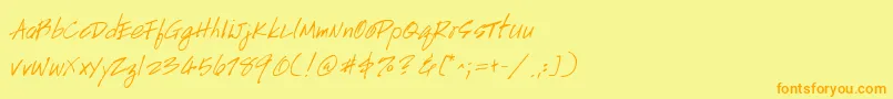 Czcionka Handscript – pomarańczowe czcionki na żółtym tle