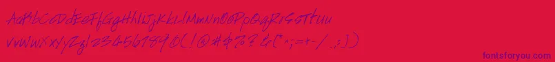 Fonte Handscript – fontes roxas em um fundo vermelho