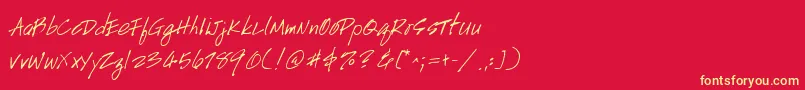 Шрифт Handscript – жёлтые шрифты на красном фоне