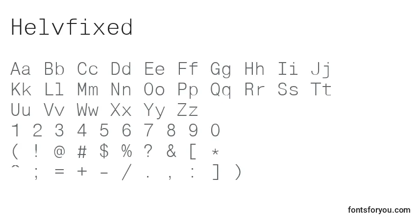Schriftart Helvfixed – Alphabet, Zahlen, spezielle Symbole