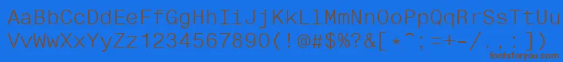 フォントHelvfixed – 茶色の文字が青い背景にあります。