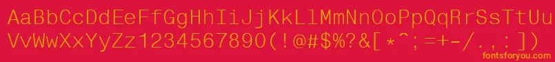 フォントHelvfixed – 赤い背景にオレンジの文字