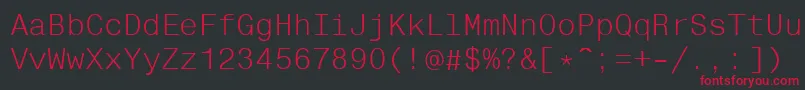 フォントHelvfixed – 黒い背景に赤い文字
