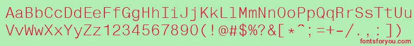 Helvfixed-Schriftart – Rote Schriften auf grünem Hintergrund