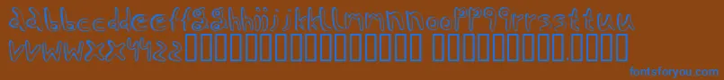 Jaggernaut-Schriftart – Blaue Schriften auf braunem Hintergrund