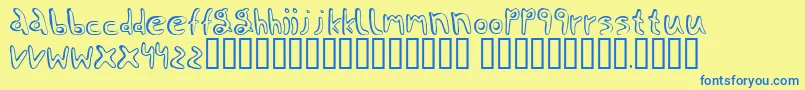Jaggernaut-Schriftart – Blaue Schriften auf gelbem Hintergrund