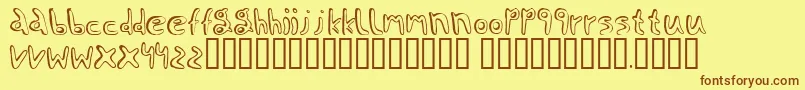 Saiba mais sobre a fonte Jaggernaut Fonte Jaggernaut – fontes marrons em um fundo amarelo