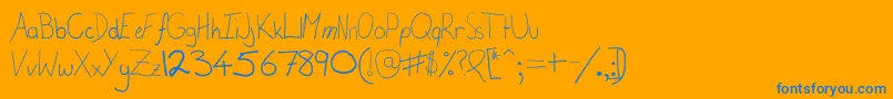 CalisInPuppetland-Schriftart – Blaue Schriften auf orangefarbenem Hintergrund