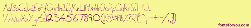 CalisInPuppetland Font – Purple Fonts on Yellow Background