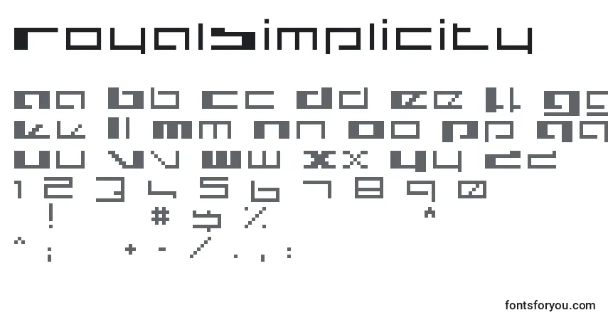 Czcionka RoyalSimplicity – alfabet, cyfry, specjalne znaki