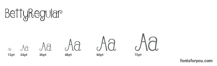 BettyRegular Font Sizes
