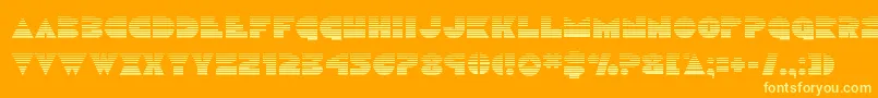 Discoduckgrad-Schriftart – Gelbe Schriften auf orangefarbenem Hintergrund