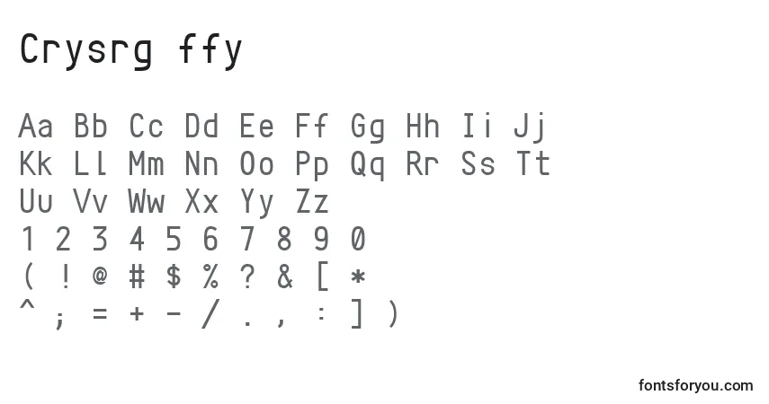A fonte Crysrg ffy – alfabeto, números, caracteres especiais