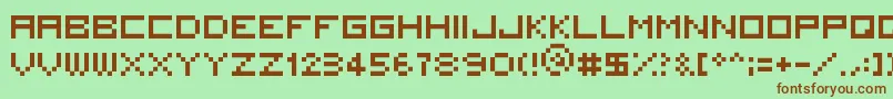 フォント5x5Square – 緑の背景に茶色のフォント