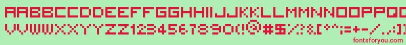 フォント5x5Square – 赤い文字の緑の背景