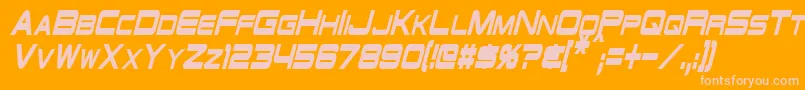 Czcionka SchwarzeneggerCondensedItalic – różowe czcionki na pomarańczowym tle