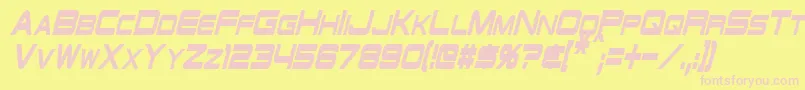 SchwarzeneggerCondensedItalic Font – Pink Fonts on Yellow Background