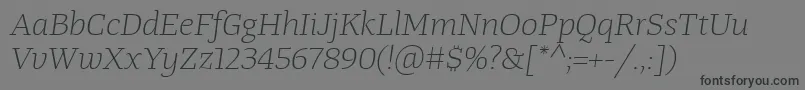 Шрифт TangerserifwideulLightitalic – чёрные шрифты на сером фоне