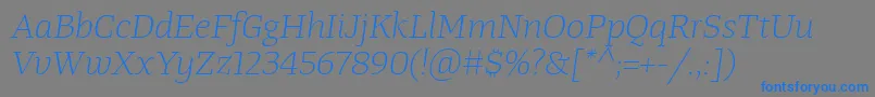 TangerserifwideulLightitalic Font – Blue Fonts on Gray Background