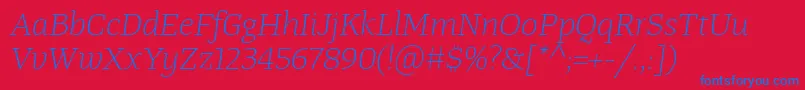 TangerserifwideulLightitalic Font – Blue Fonts on Red Background