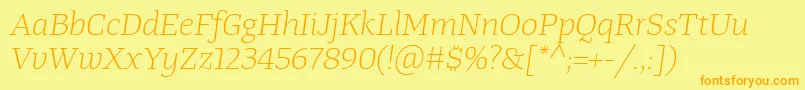 TangerserifwideulLightitalic Font – Orange Fonts on Yellow Background