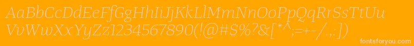 TangerserifwideulLightitalic Font – Pink Fonts on Orange Background