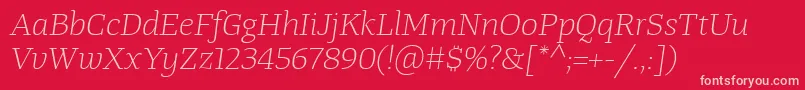 フォントTangerserifwideulLightitalic – 赤い背景にピンクのフォント