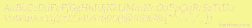TangerserifwideulLightitalic-fontti – vaaleanpunaiset fontit keltaisella taustalla