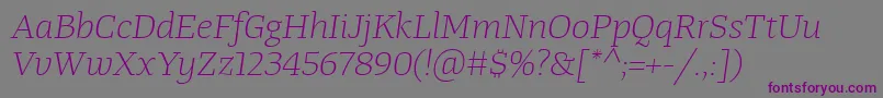Шрифт TangerserifwideulLightitalic – фиолетовые шрифты на сером фоне
