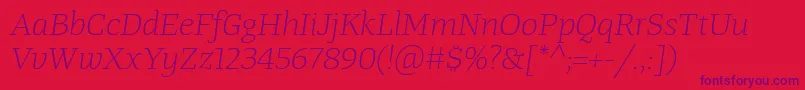 TangerserifwideulLightitalic-Schriftart – Violette Schriften auf rotem Hintergrund