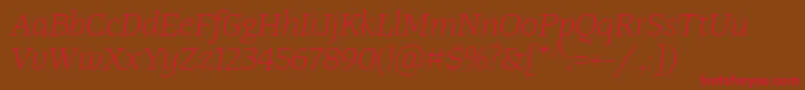 Шрифт TangerserifwideulLightitalic – красные шрифты на коричневом фоне