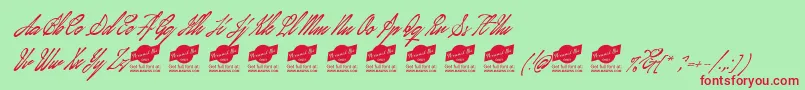 JanuaryScriptPersonalUse Font – Red Fonts on Green Background