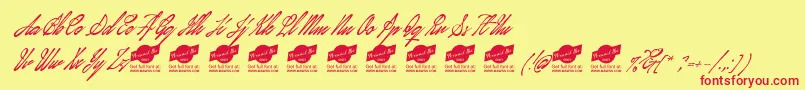 JanuaryScriptPersonalUse Font – Red Fonts on Yellow Background