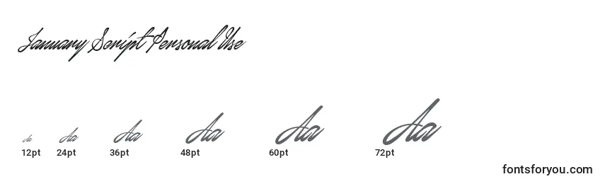 Größen der Schriftart JanuaryScriptPersonalUse