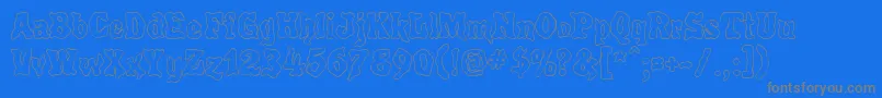 PoultrygeistOut-Schriftart – Graue Schriften auf blauem Hintergrund