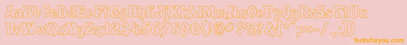 PoultrygeistOut-Schriftart – Orangefarbene Schriften auf rosa Hintergrund